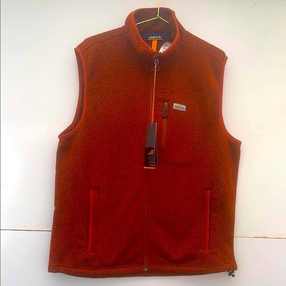 Orvis Orange size Large men's Fleece Vest - Picture 4 of 12